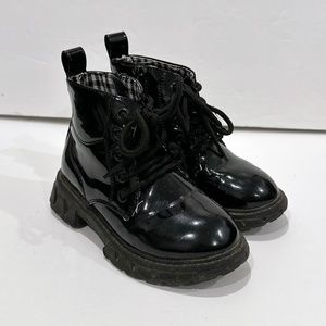 Kids kkdom Patent Combat Boots Size 10